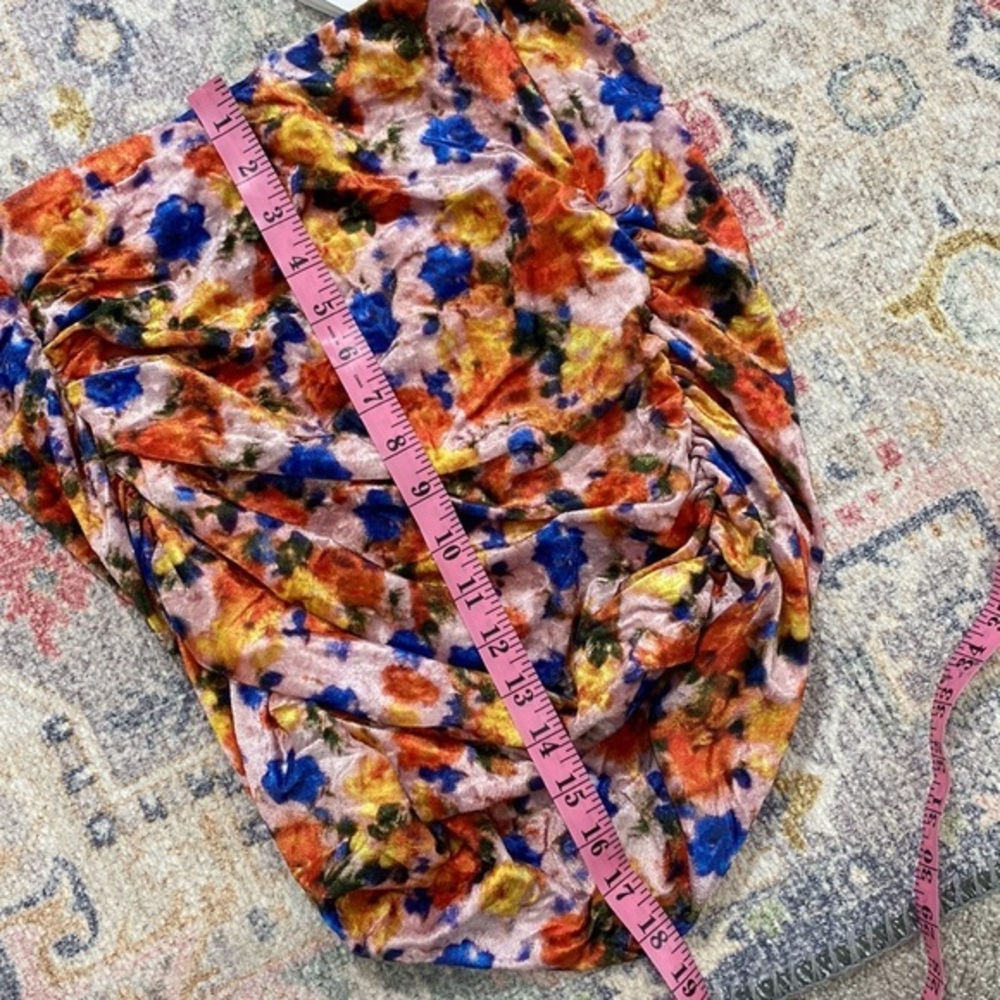 Isabel Marant NWT 40‎ US 8 Guilayo Floral Velvet Mini Skirt Revolve Ruched - Picture 16 of 16